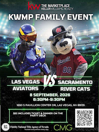 KWMP NIGHT AT THE AVIATORS  Aviators VS River Cats  DINNER  & TICKET $52 ea