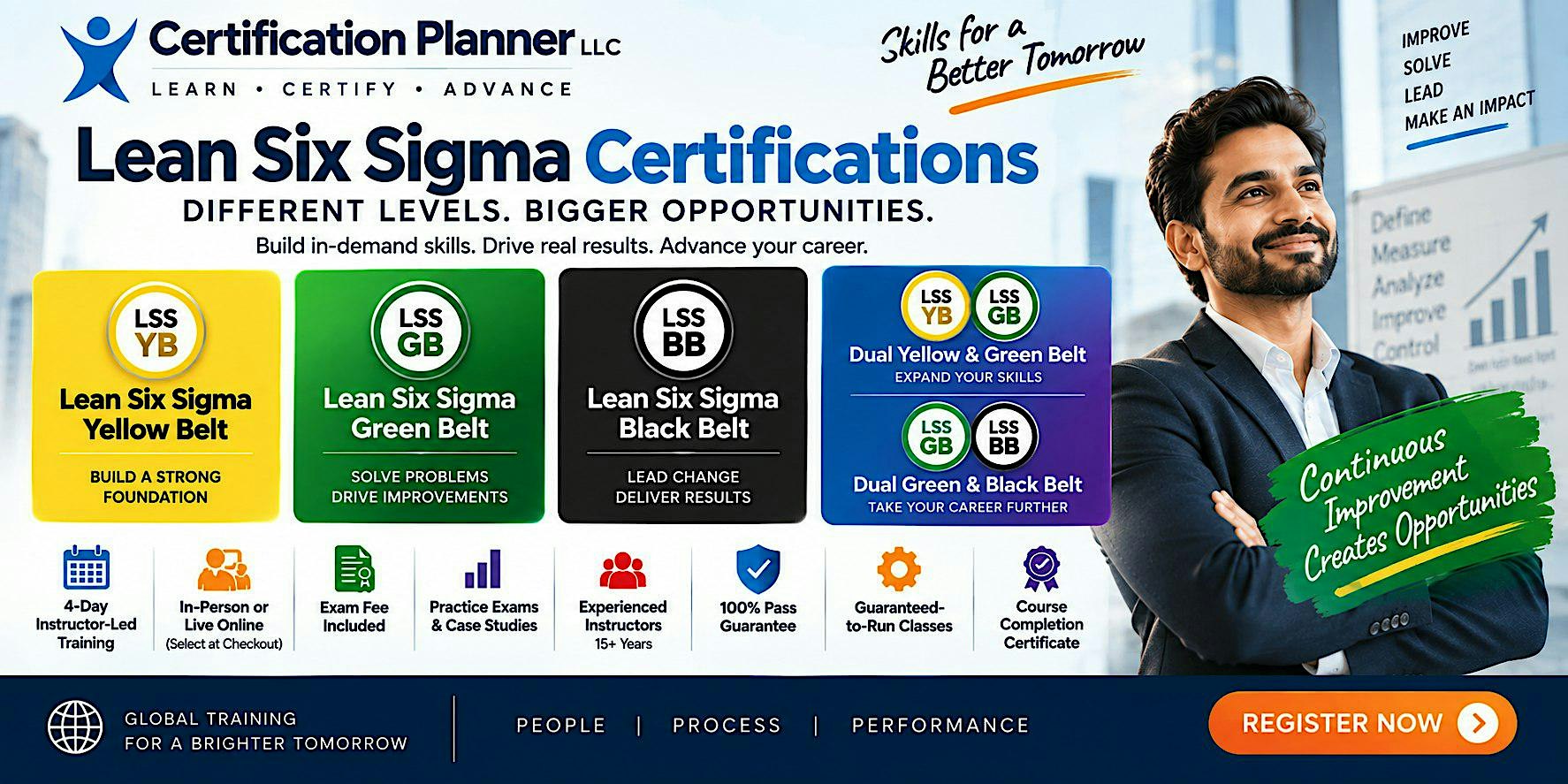 Lean Six Sigma Yellow, Green & Black Belt Training Program in Detroit