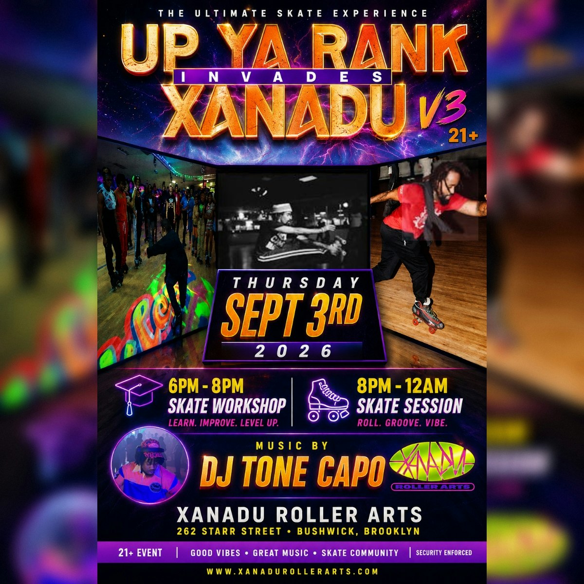 "Up Ya Rank" Invades Xanadu (workshop + skate)