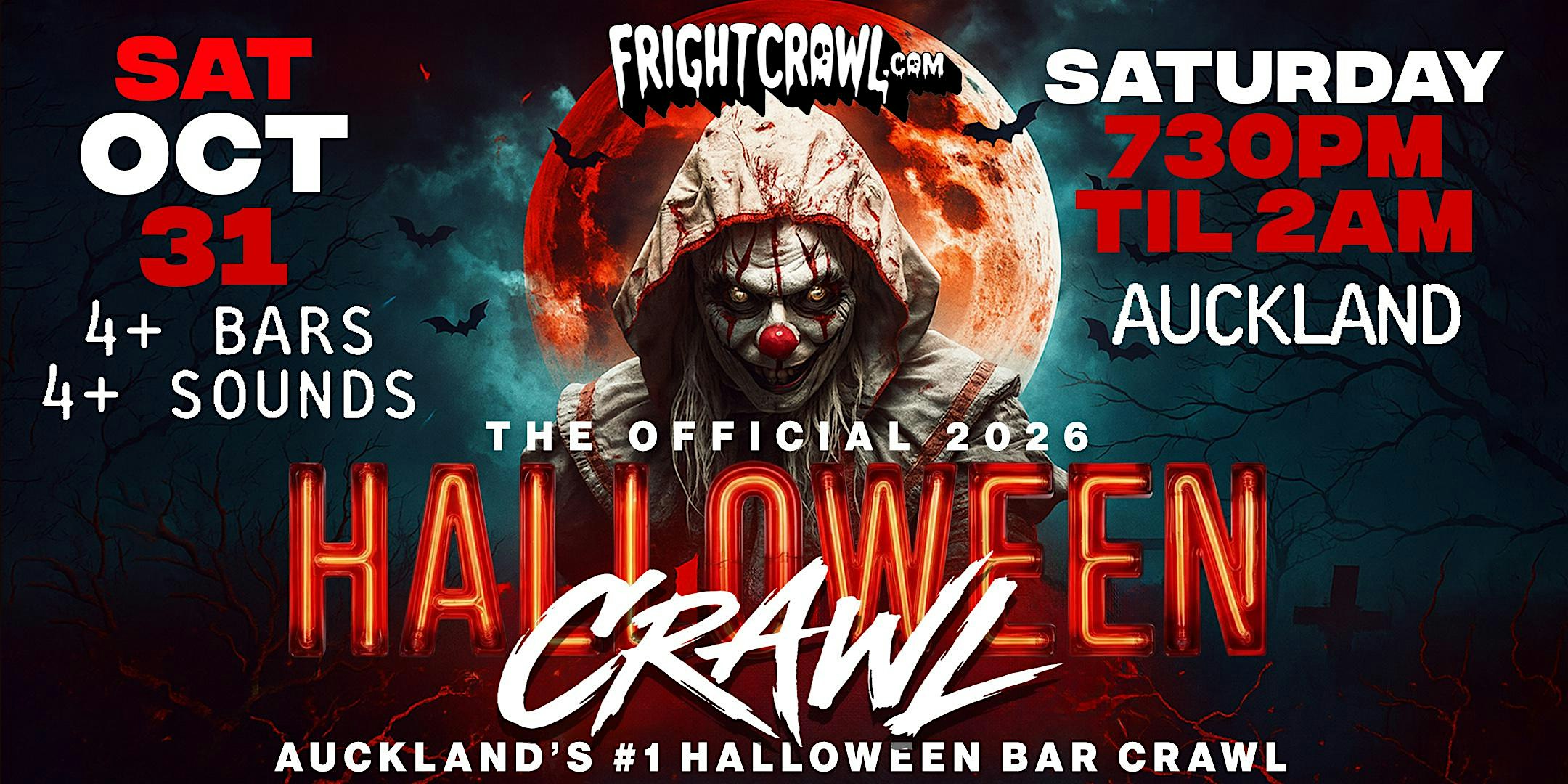 The Fright Crawl | Auckland's #1 Halloween Bar Crawl 2026 | Sat, Oct 31