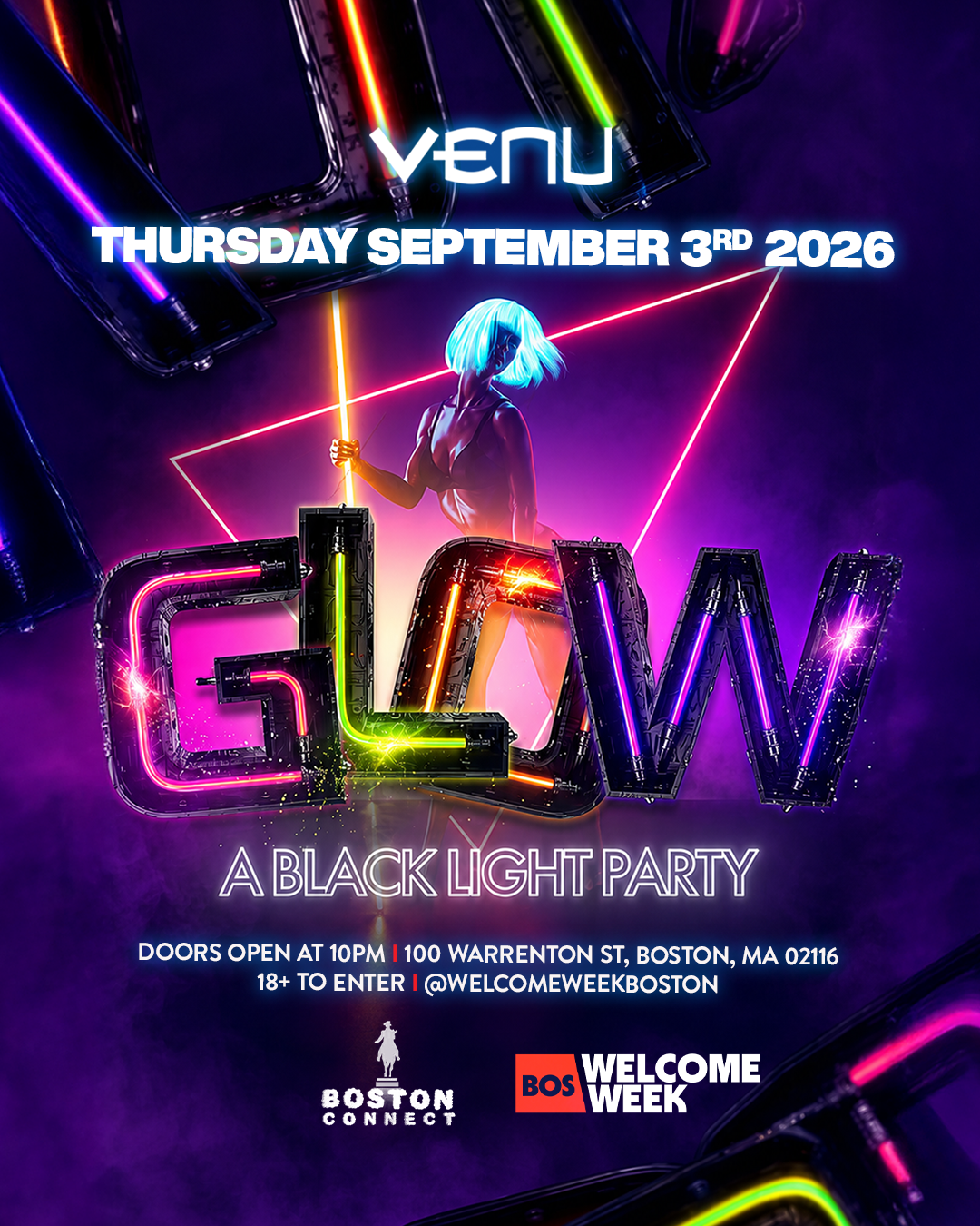 GLOW IN THE DARK WELCOME PARTY BOSTON WELCOME WEEK FALL 2026@Venu night club