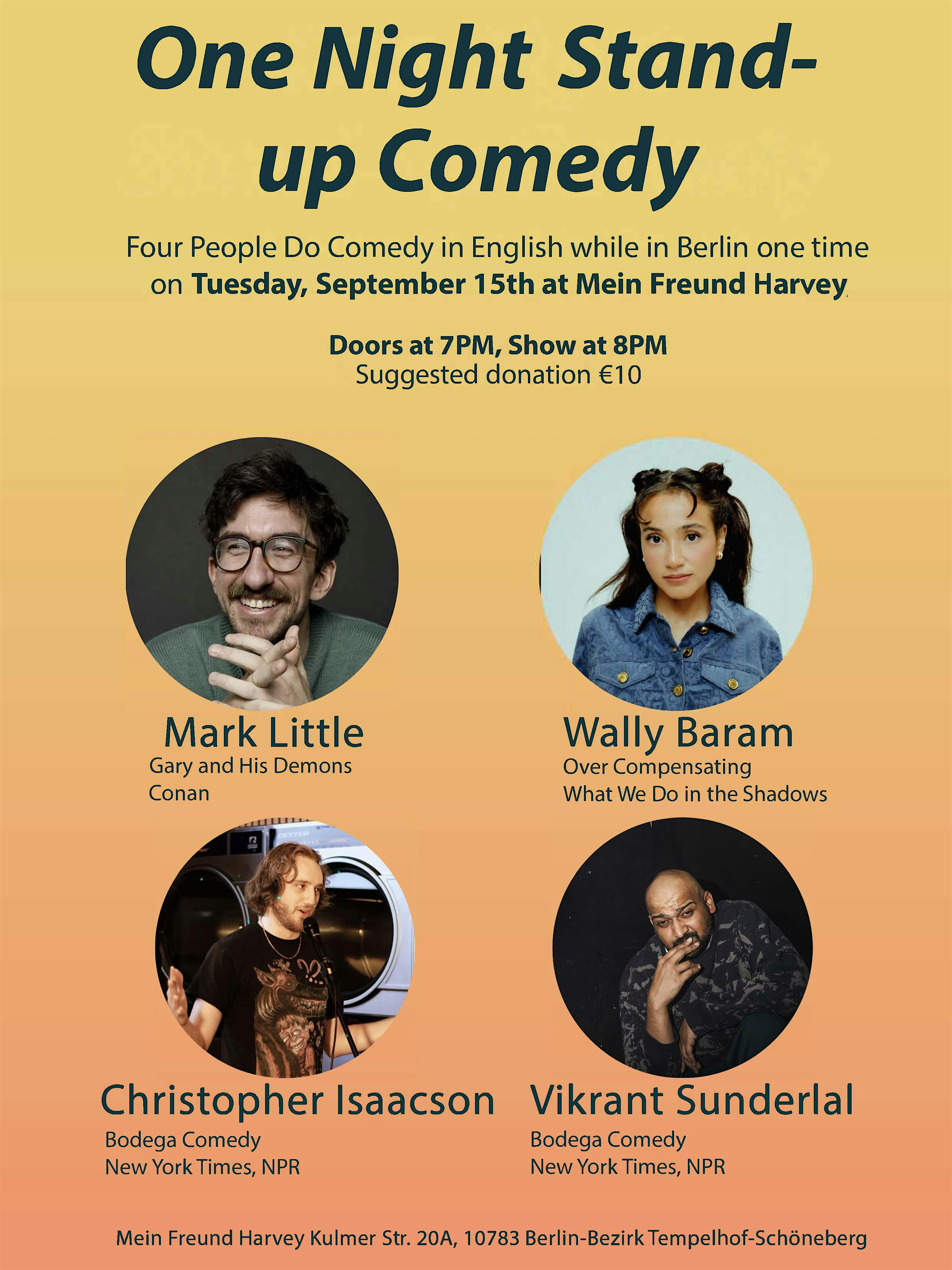 One Night Stand Up Comedy (Sept 15th)