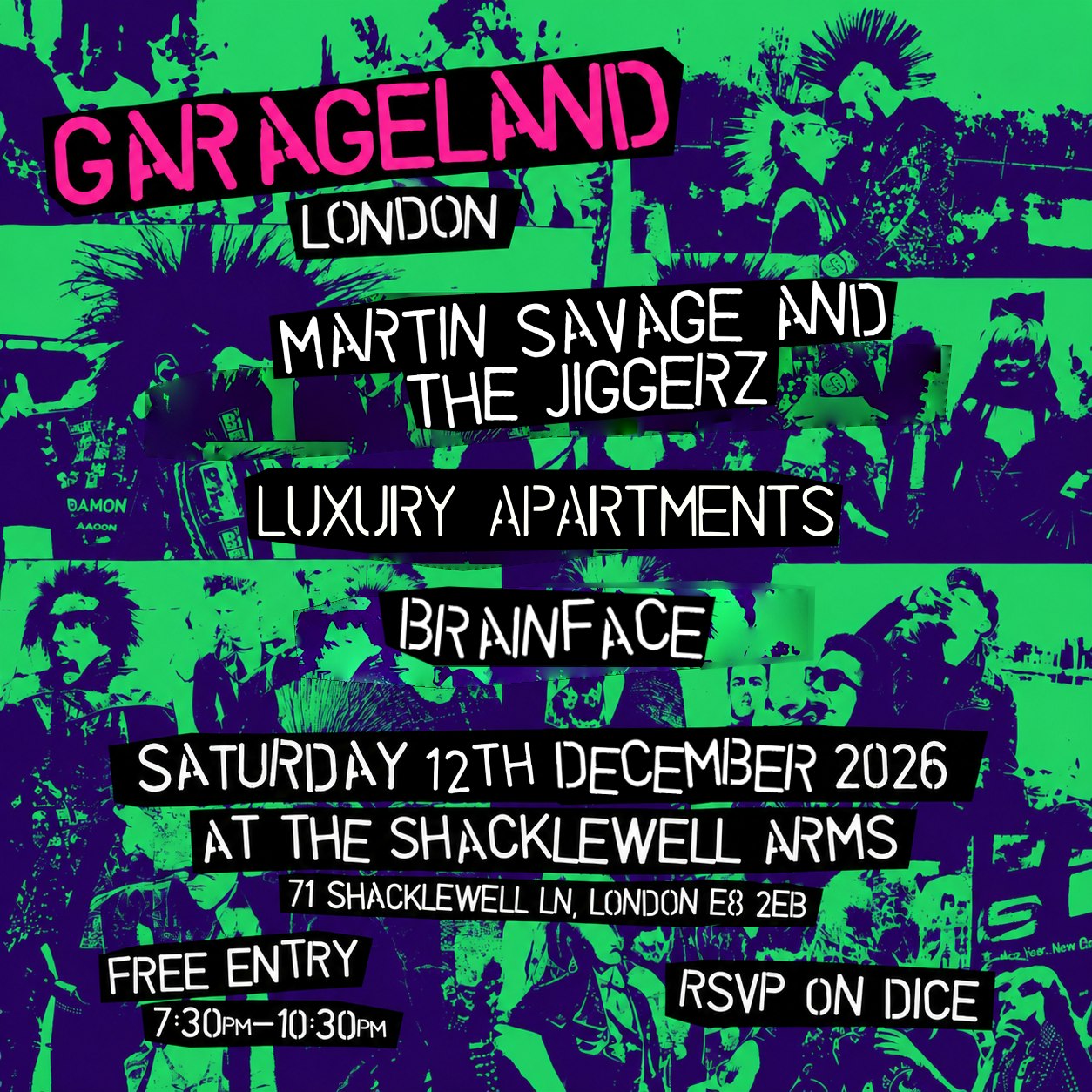 Garageland London – Martin and the Jiggerz,  Luxury Apartments, Brainface