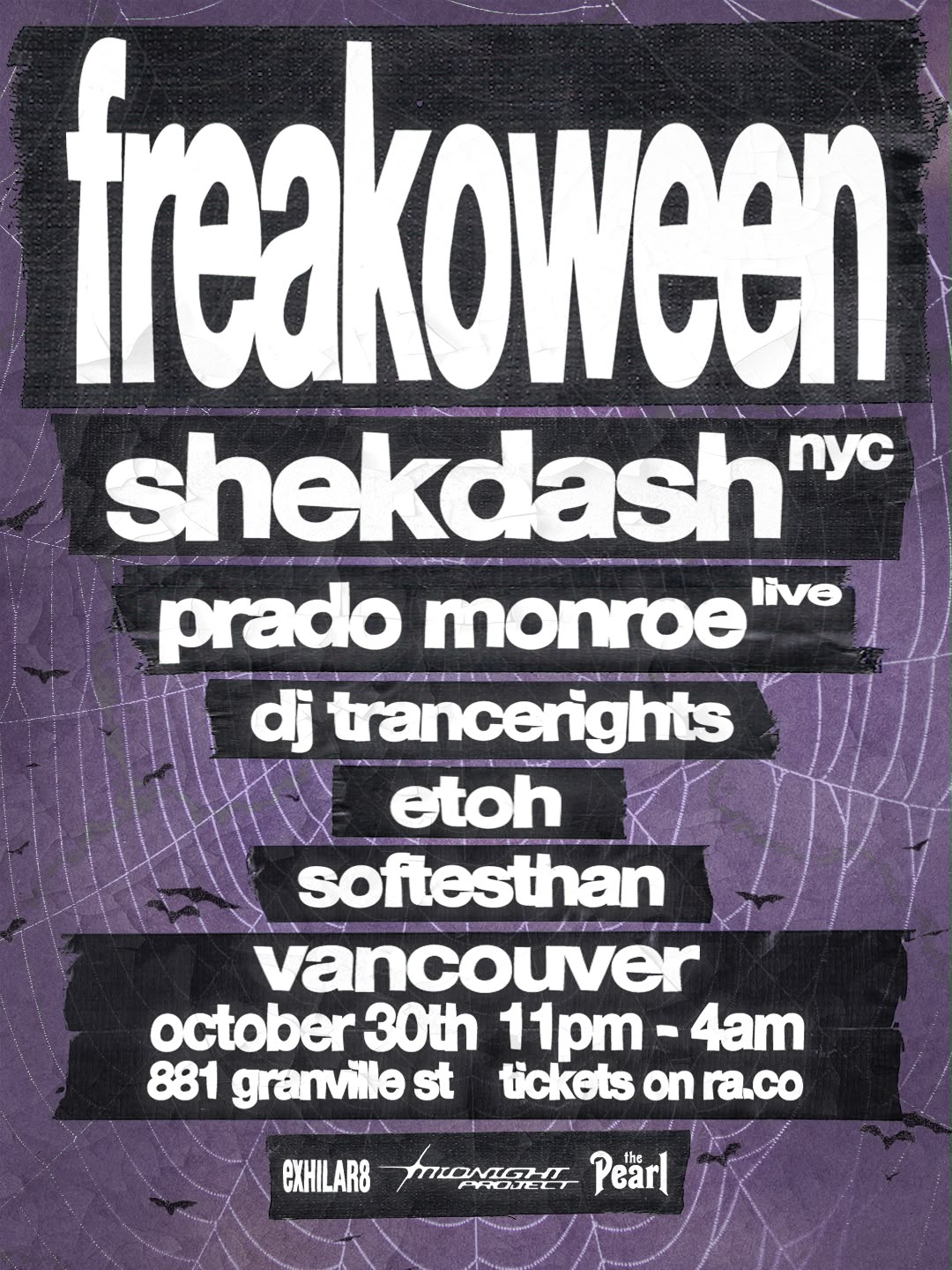 freakoween with shekdash (NYC), Prado Monroe (Live), DJ TRANCERIGHTS, EtOH, and softesthan