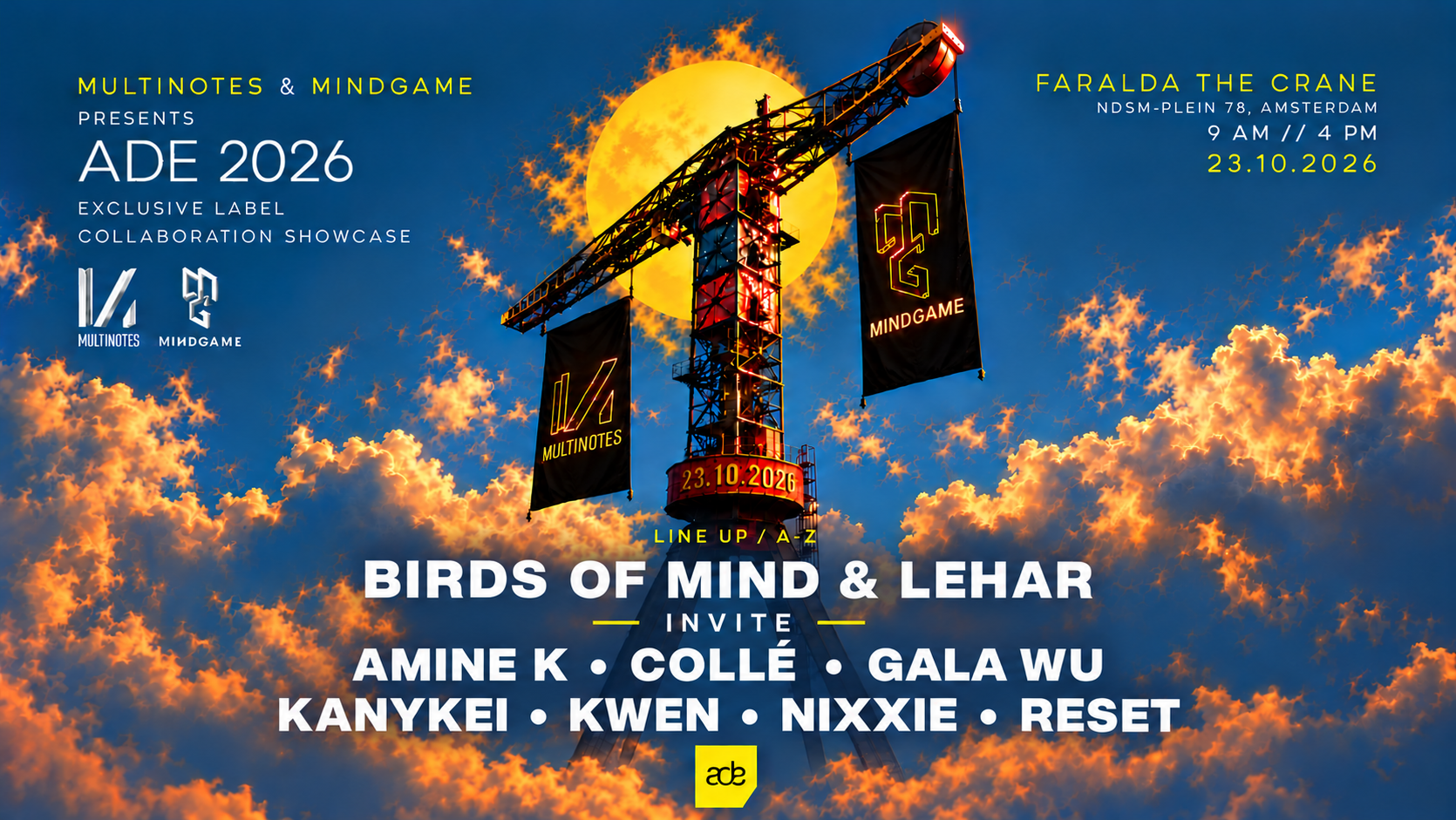 MINDGAME x MULTINOTES present: Birds of Mind, Lehar, Amine K, Collé at The Crane - ADE 2026
