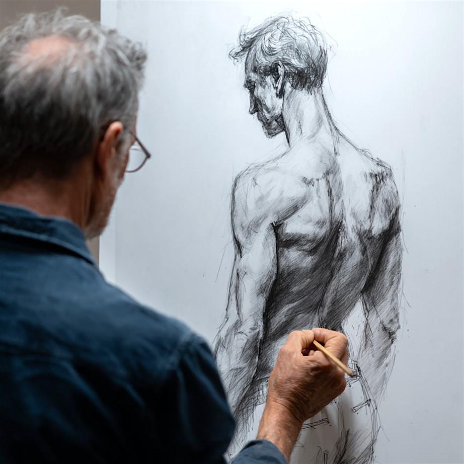 Life Model Drawing Workshop (Male)  in Lisbon - Draw and Sip