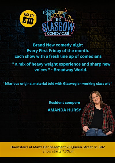 GLASGOW COMEDY CLUB DOONSTAIRS AT MAXS