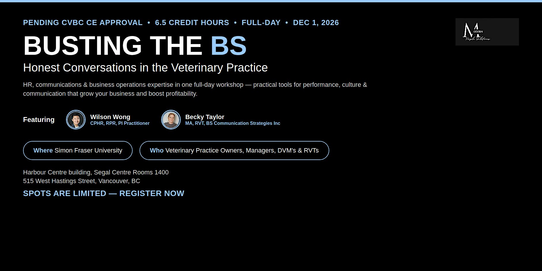 Busting the BS: Honest conversations in the Veterinary Practice Vancouver