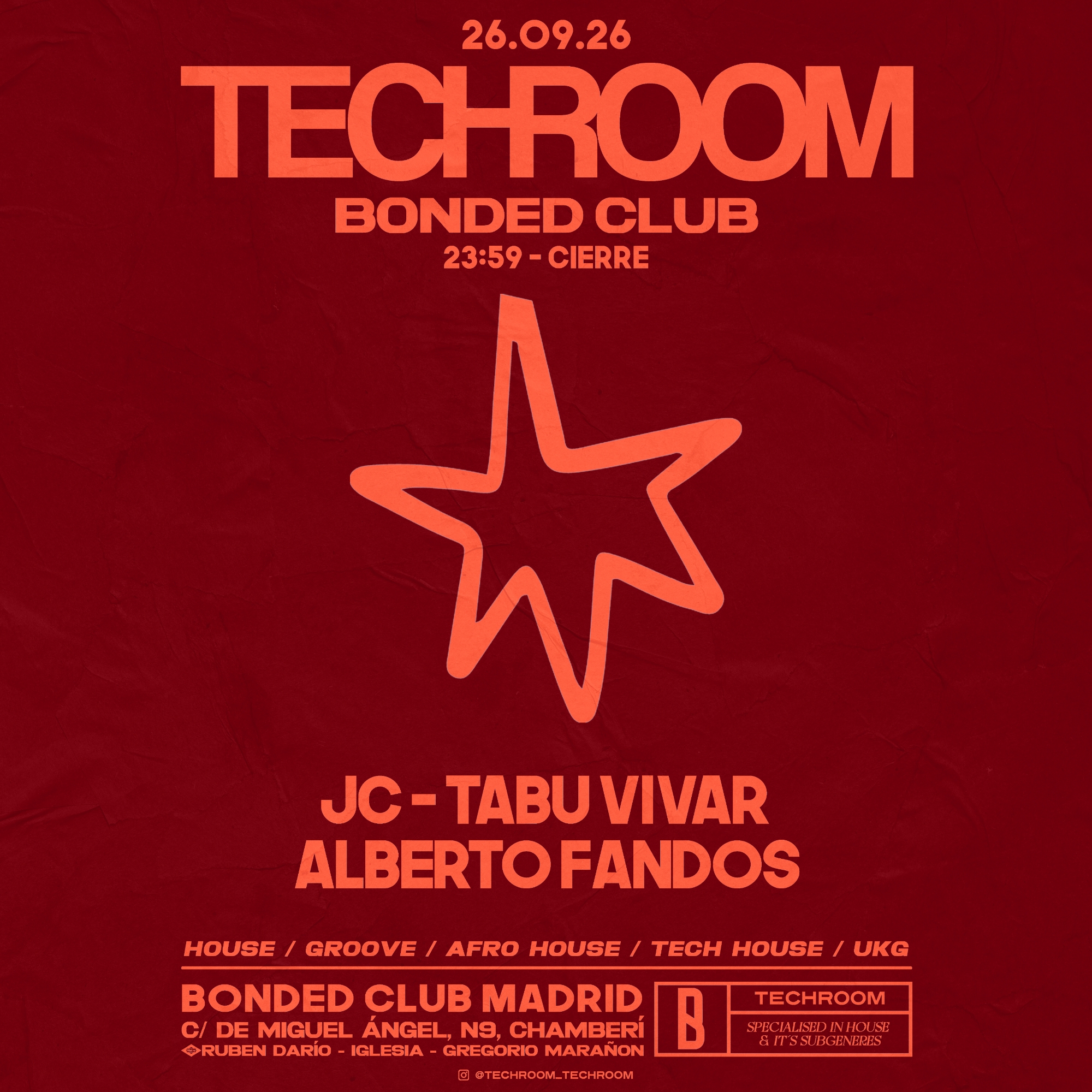 TECHROOM AT BONDED CLUB W/ JC - TABU VIVAR - ALBERTO FANDOS (FREE UNTIL 01:00)