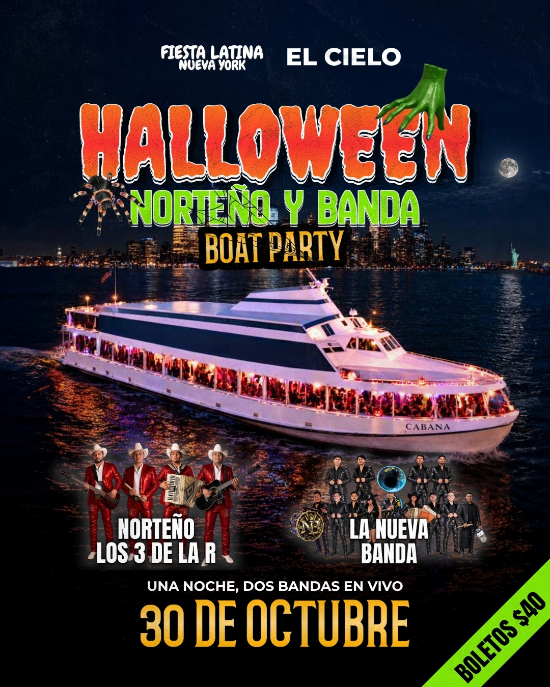FRI, OCT 30TH: HALLOWEEN NORTEÑO Y BANDA YACHT PARTY IN NYC