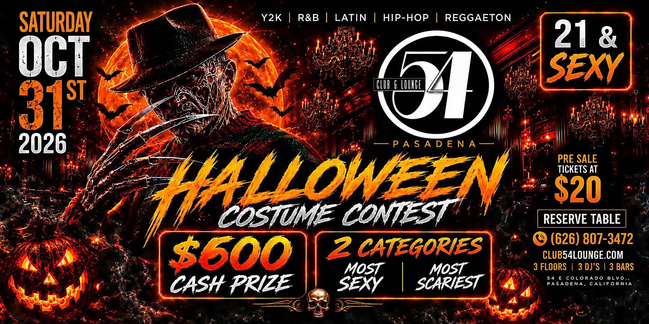 Halloween 2026 at Club 54 Pasadena | 3 Dance Floors | Costume Party