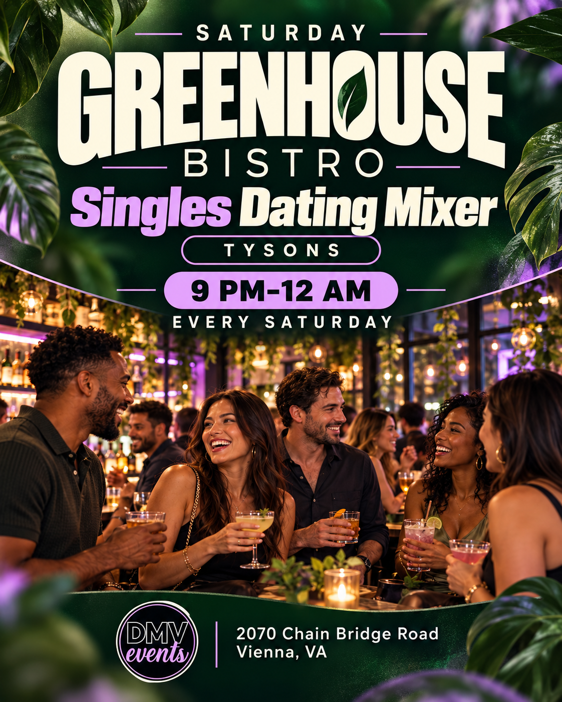 Saturday Greenhouse Bistro Singles Dating Mixer: Tysons