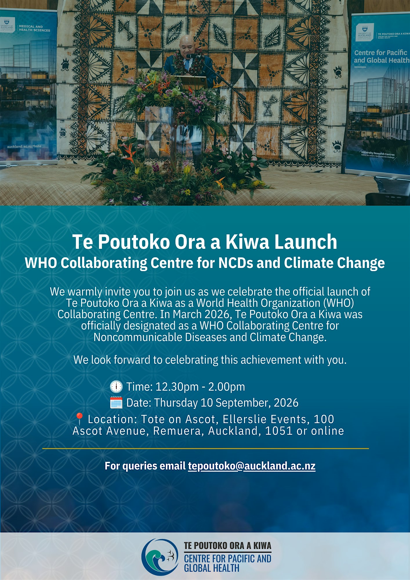 Official Launch of the Te Poutoko Ora a Kiwa WHO Collaborating Centre