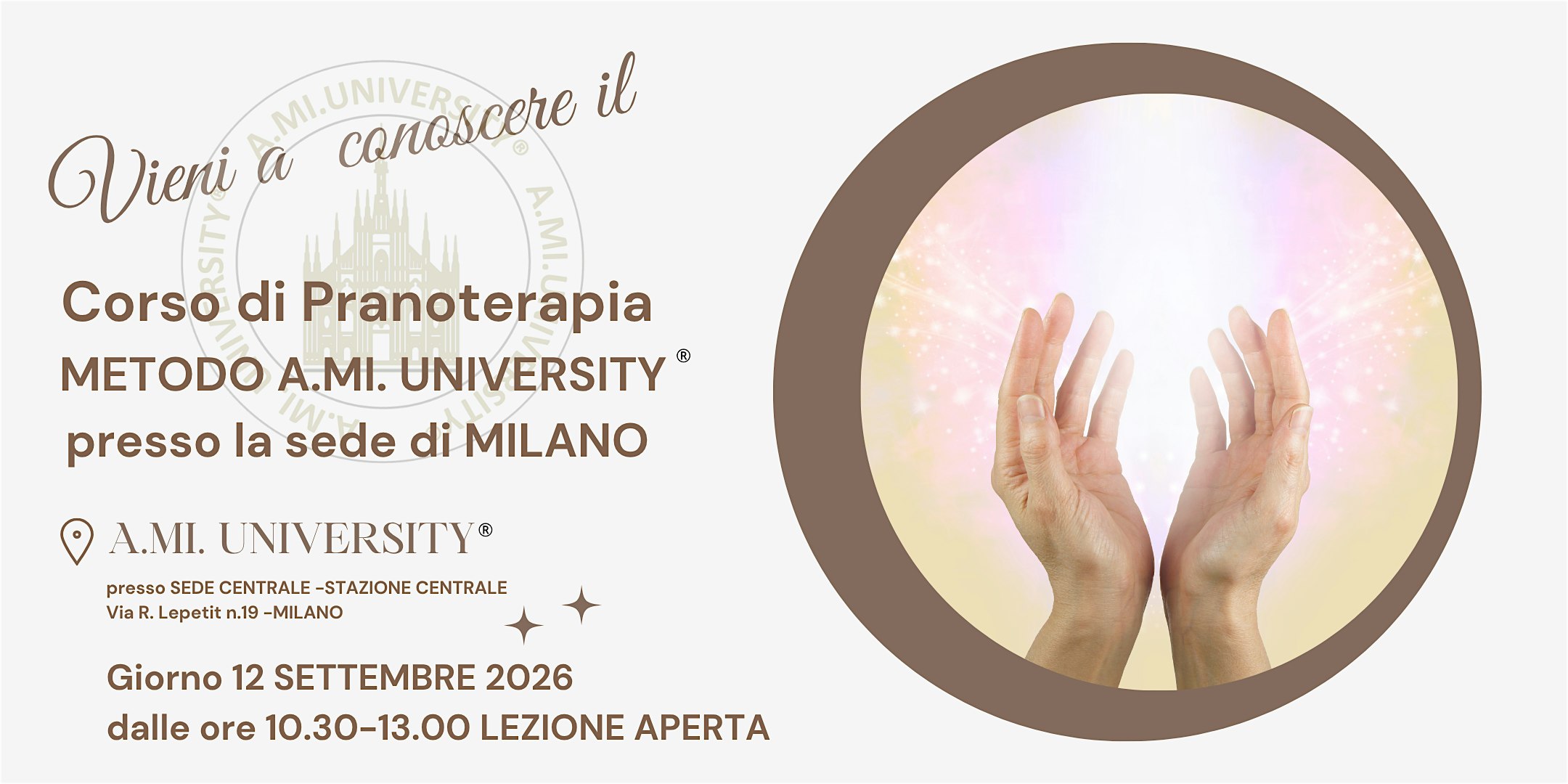CORSO DI  PRANOTERAPIA A MILANO: VIVI  L'ESPERIENZA DI UNA LEZIONE APERTA