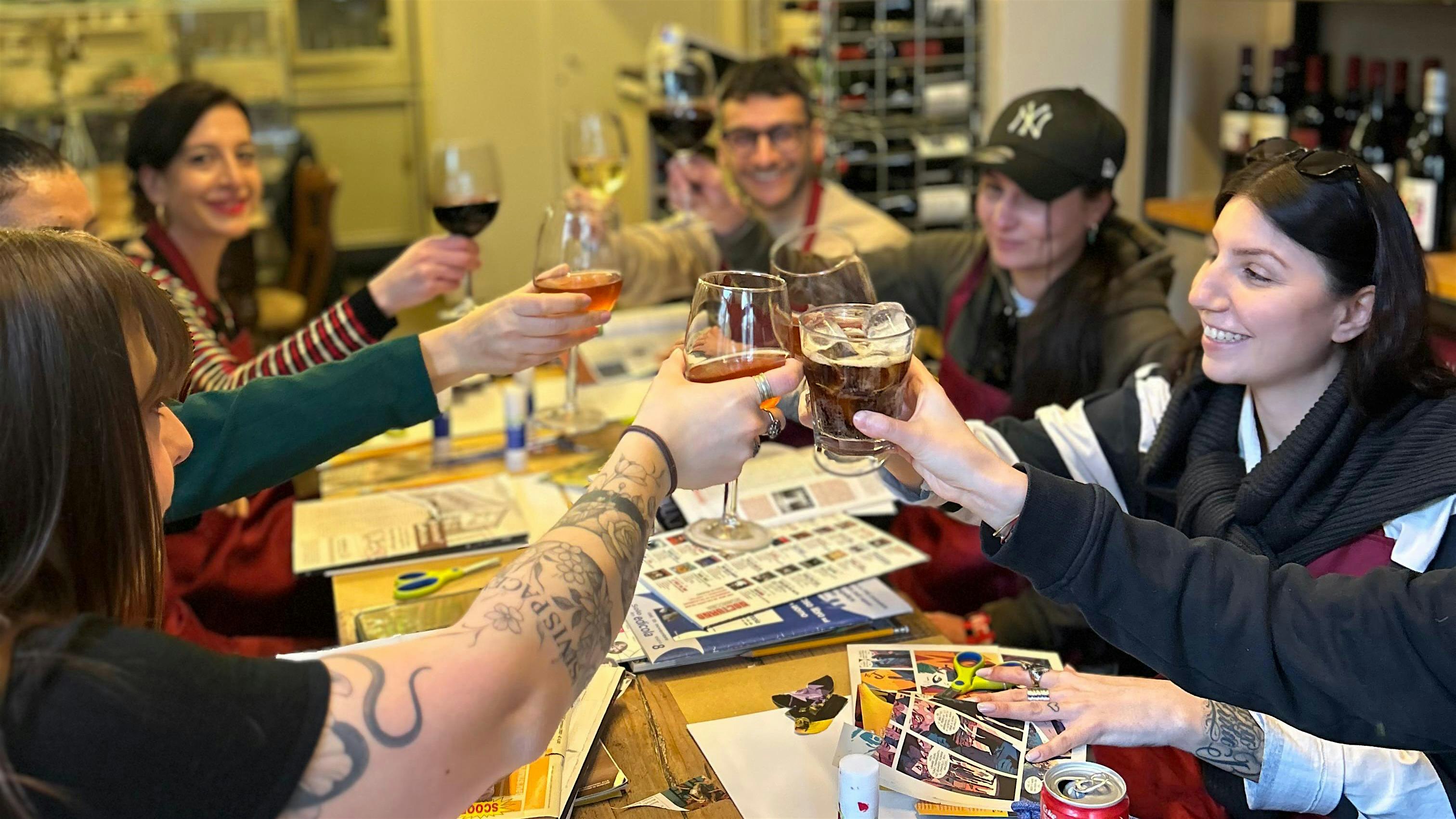 Collage and Wine in Vineria di via Stradella