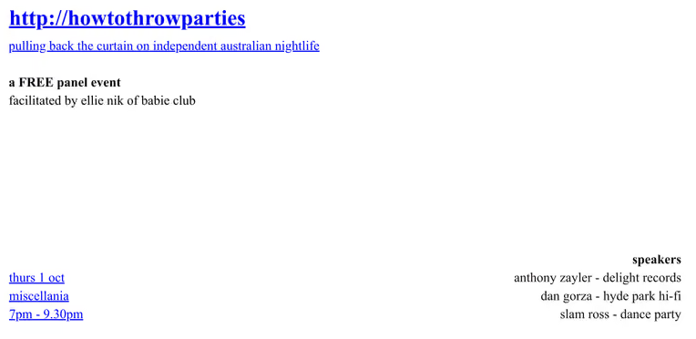 HTTP:// How to throw parties - a FREE panel event