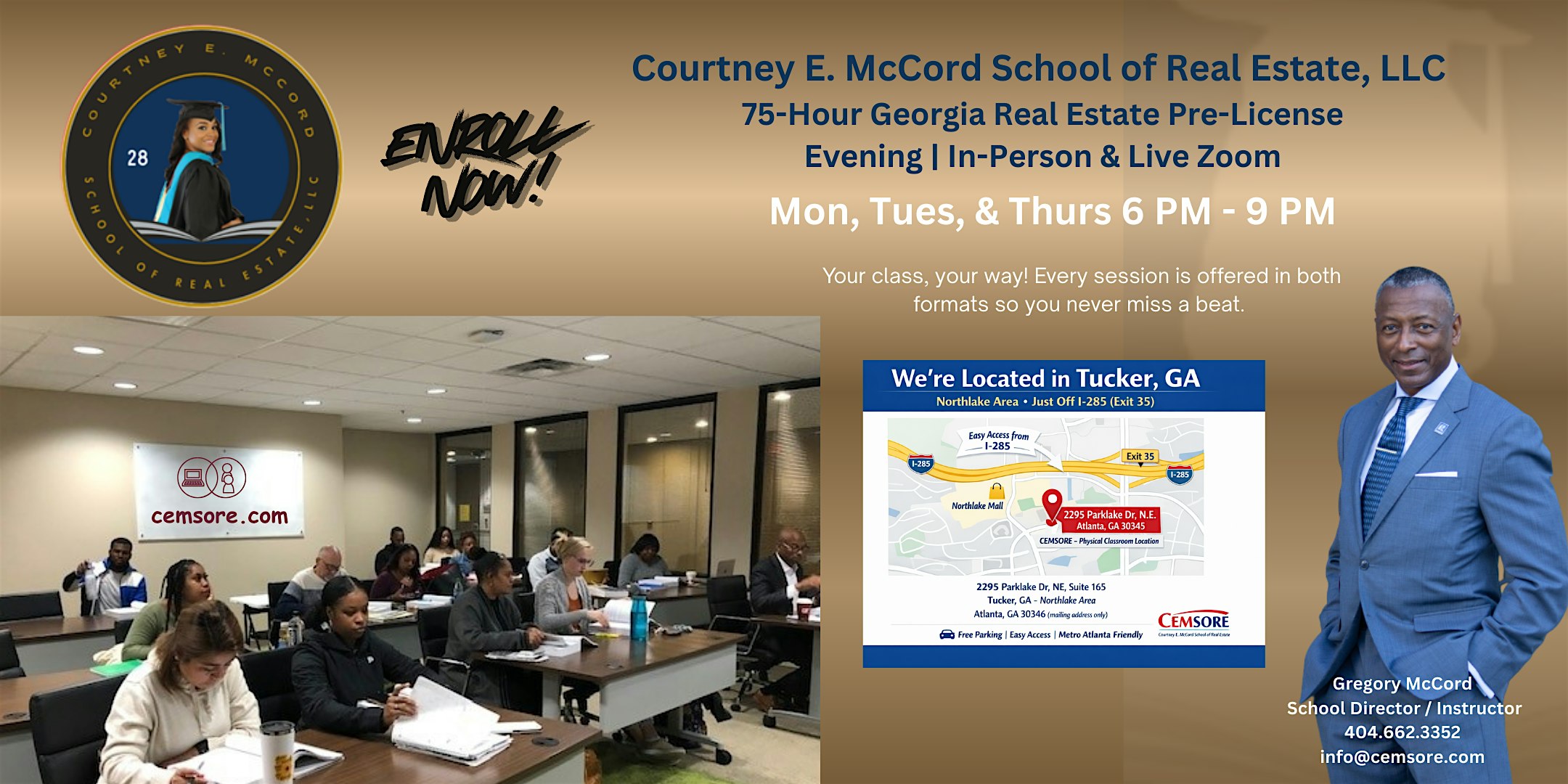 75-Hour Georgia Real Estate Pre-License| Evening |In-Person & ZOOM (Hybrid)