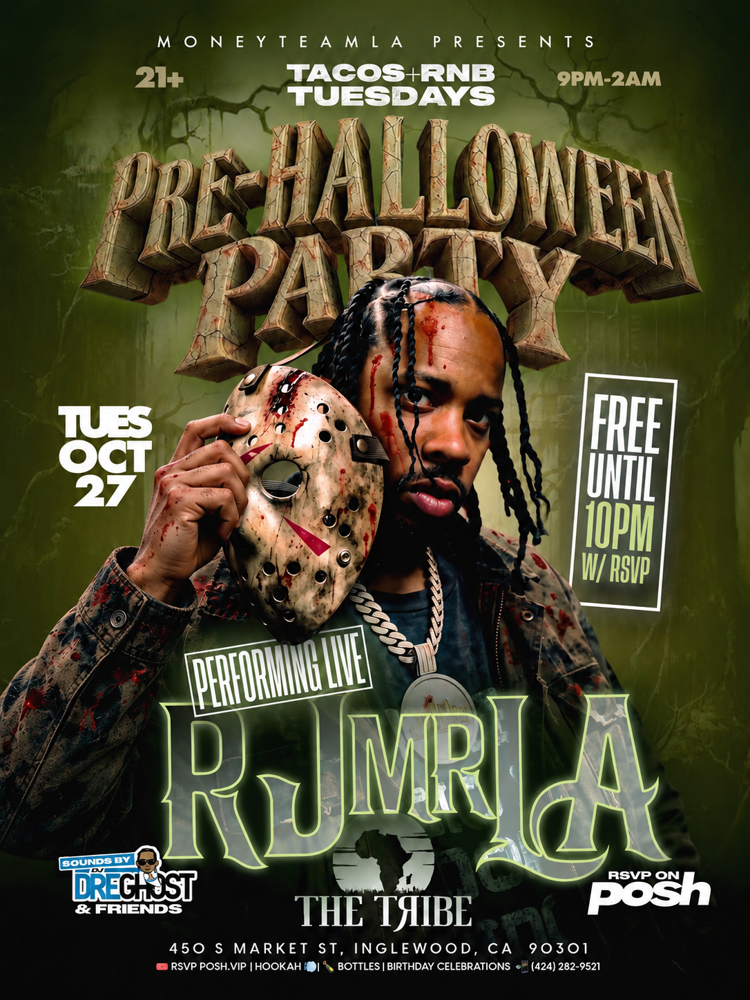 TACOS & R&B PERFORMING LIVE @RJMRLA PRE HALLOWEEN PARTY