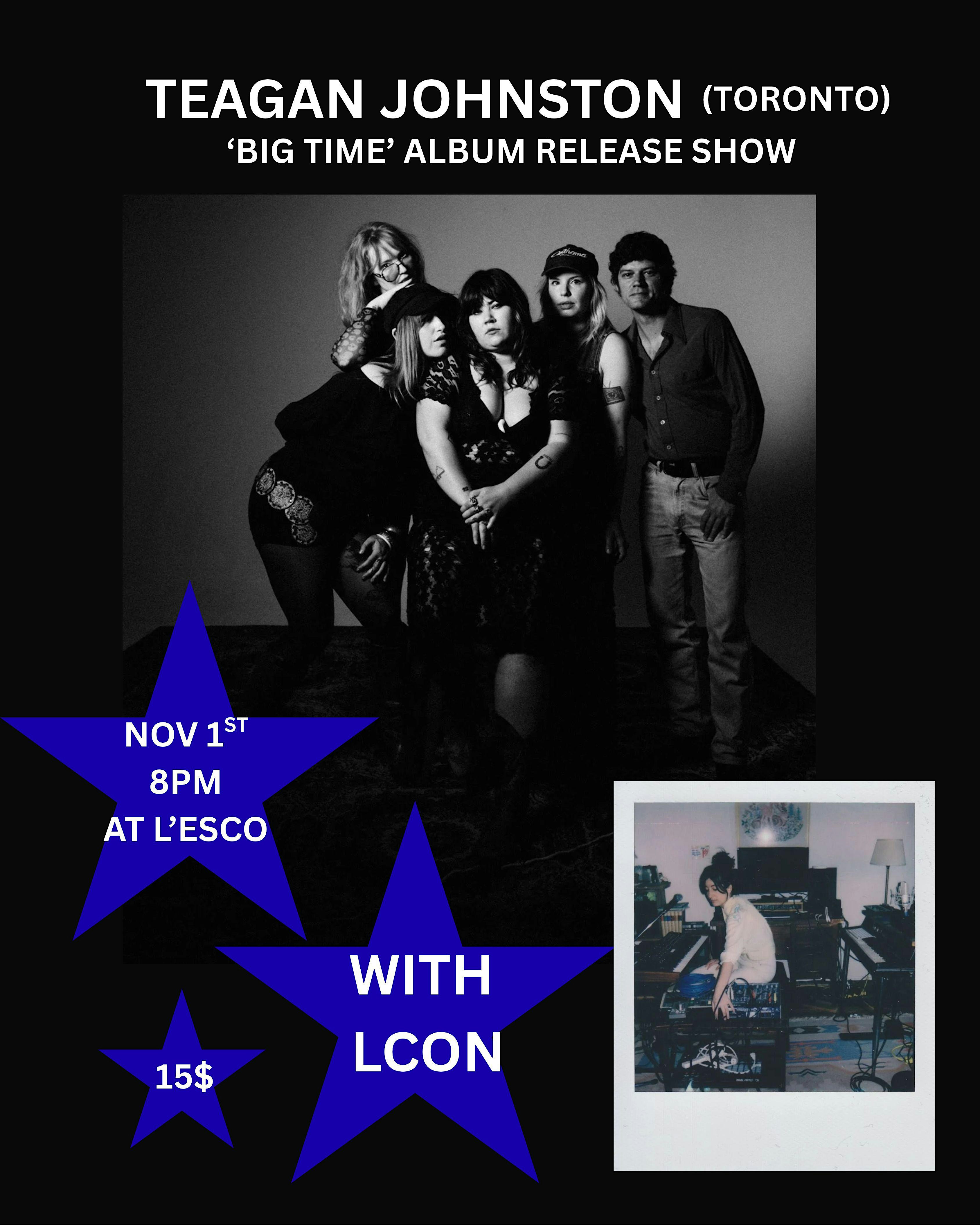 TEAGAN JOHNSTON ALBUM RELEASE SHOW WITH L CON