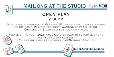 Mahjong at the Studio - Open Play at Bella