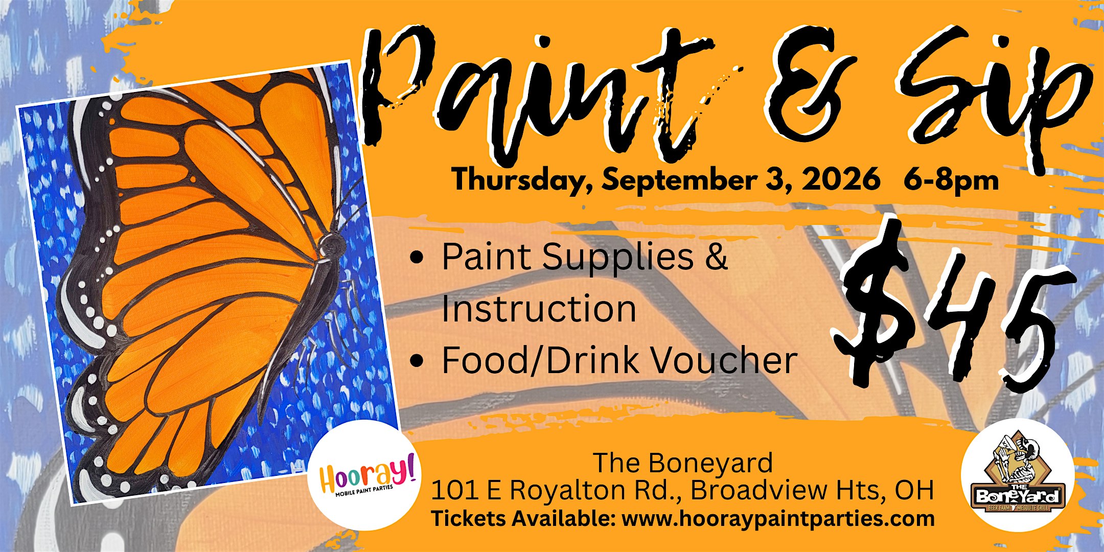 Monarch Butterfly Paint and Sip
