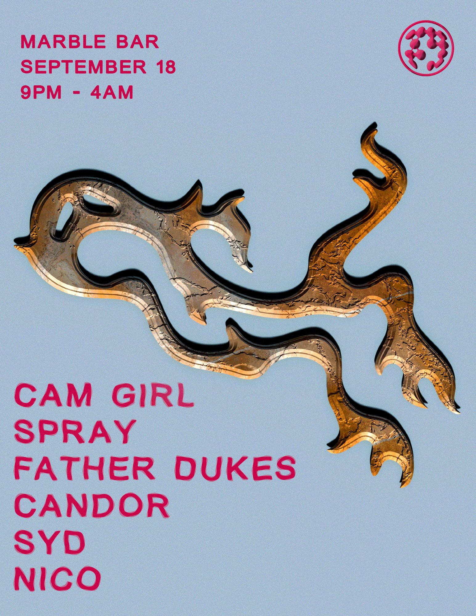 thrg pres. CAM GIRL, Spray, Father Dukes, Candor, SYD, & Nico