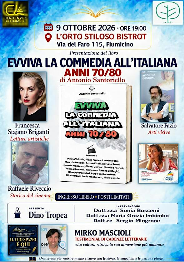 Cadenze Letterarie, il 9 ottobre un incontro sulla commedia all'italiana