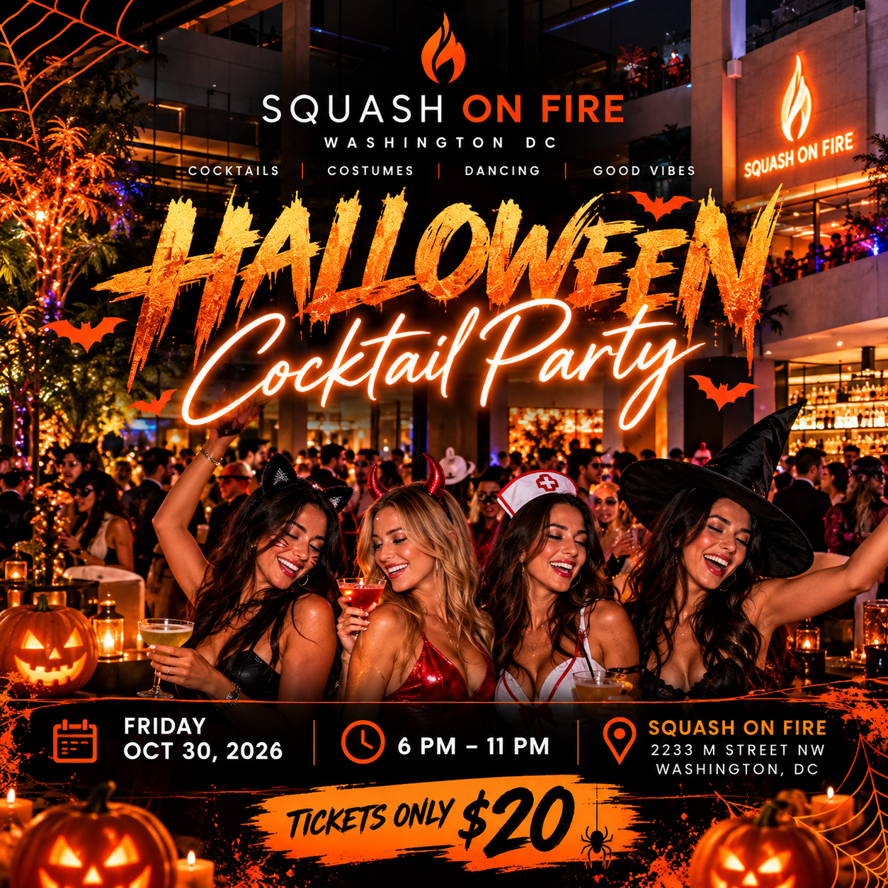 🎃 Squash on Fire – Halloween Cocktail & Costume Party 👻🍸