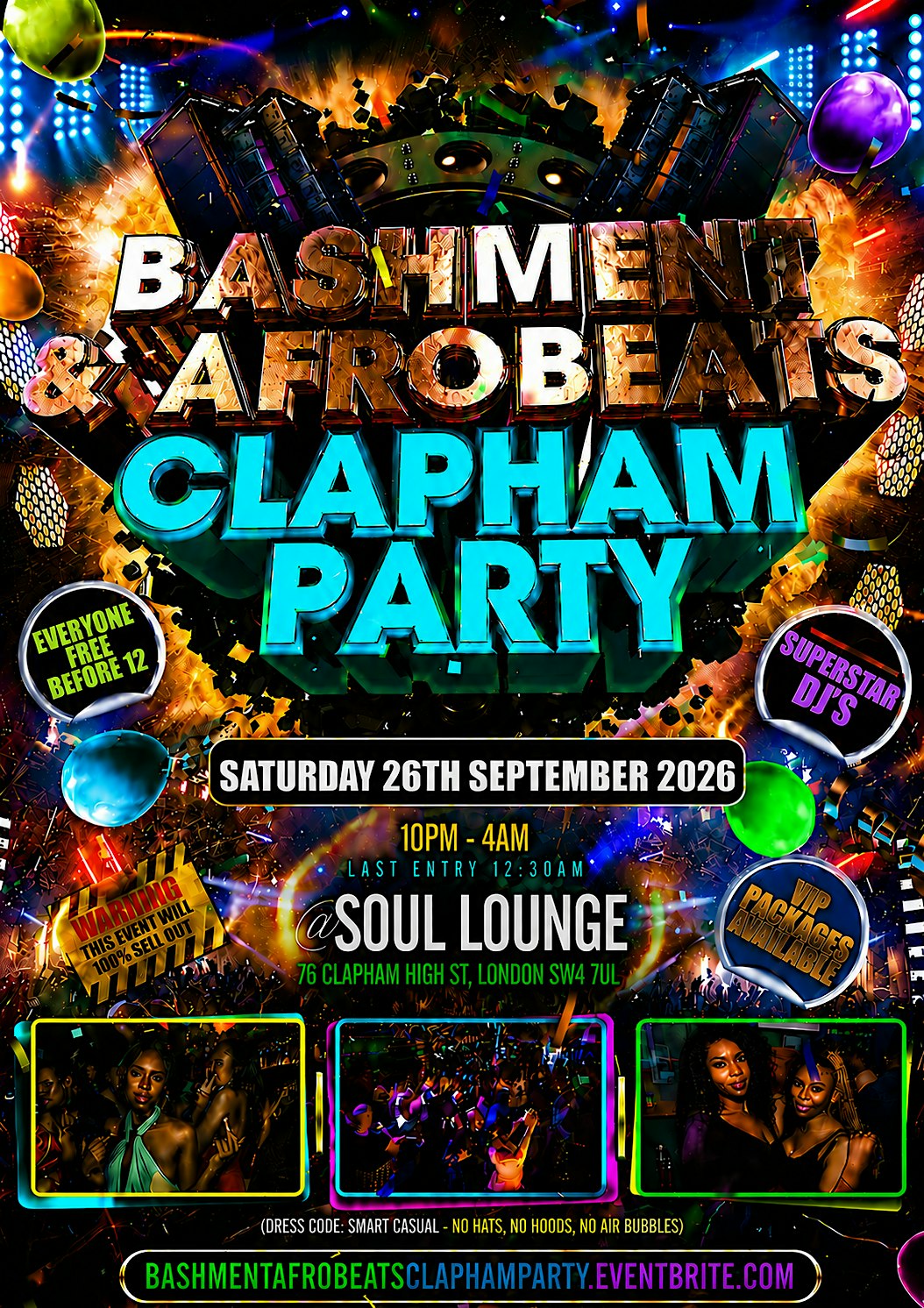 Soul Lounge Clapham - Hip Hop, Bashment, Afrobeats Party (Free Tickets)