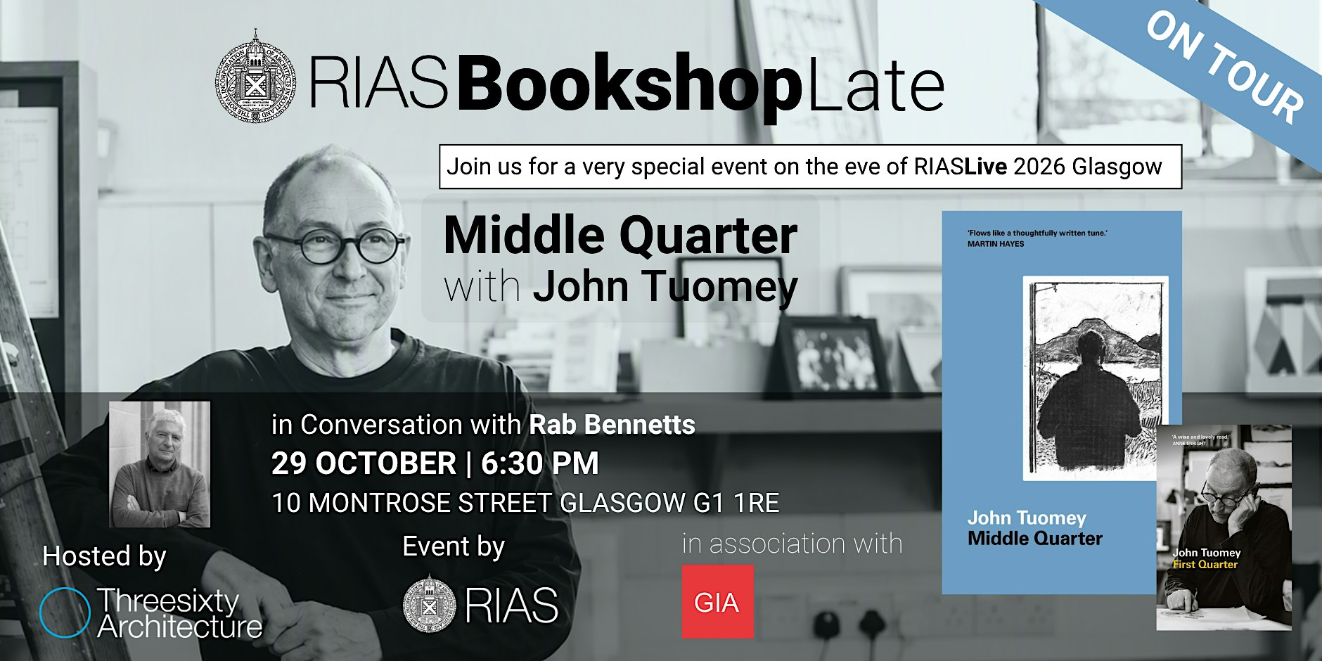 Bookshop Lates present: John Tuomey in Conversation with Rab Bennetts.
