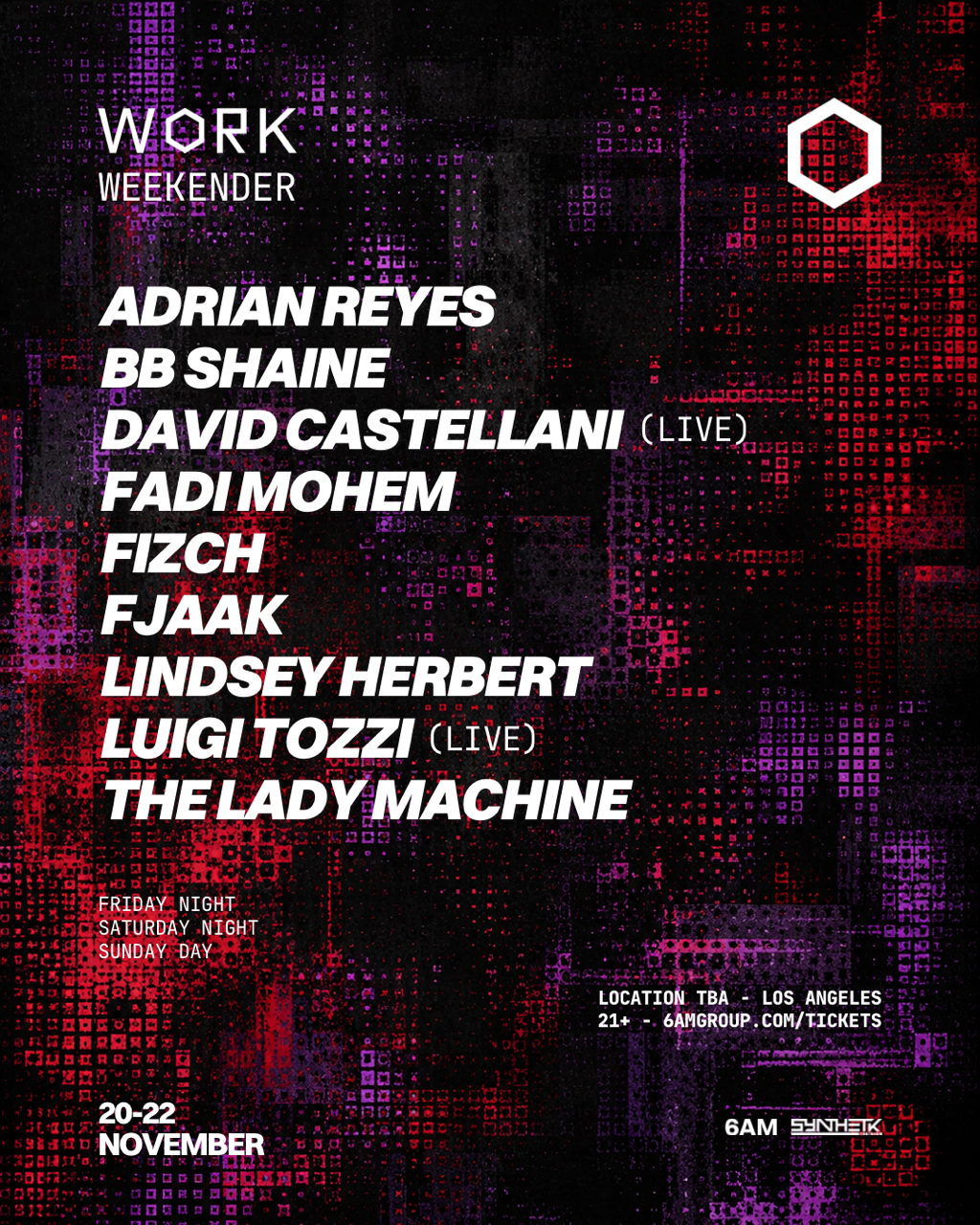 WORK Weekender: Fadi Mohem, FJAAK, Lindsey Herbert, Luigi Tozzi, The Lady Machine & More