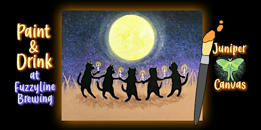 Paint & Drink at Fuzzyline Brewing: Kitten Moon Dance