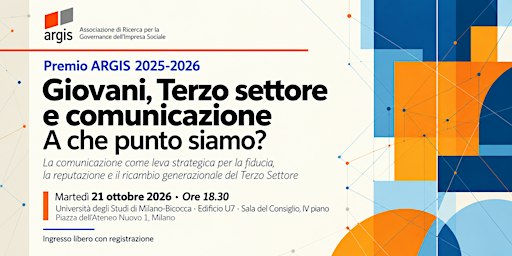 Premio ARGIS 2025-2026 – Giovani, Terzo settore e comunicazione