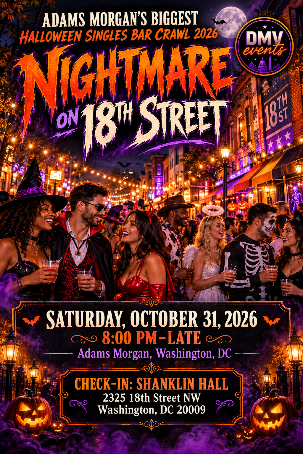 🎃 ADAMS MORGAN’S BIGGEST HALLOWEEN SINGLES BAR CRAWL 2026 👻