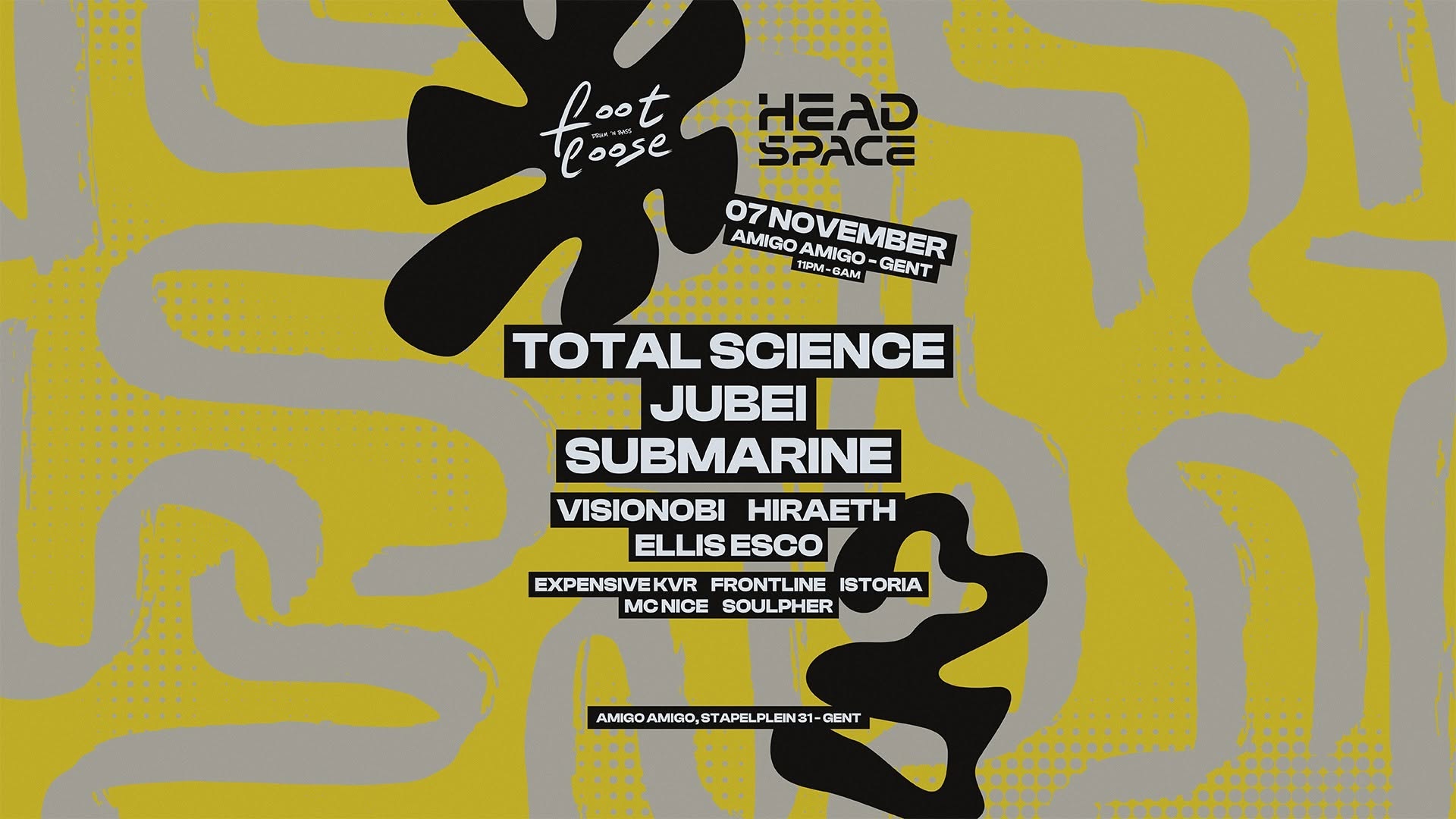 Headspace & Footloose Invite - Total Science, Jubei, submarine + more