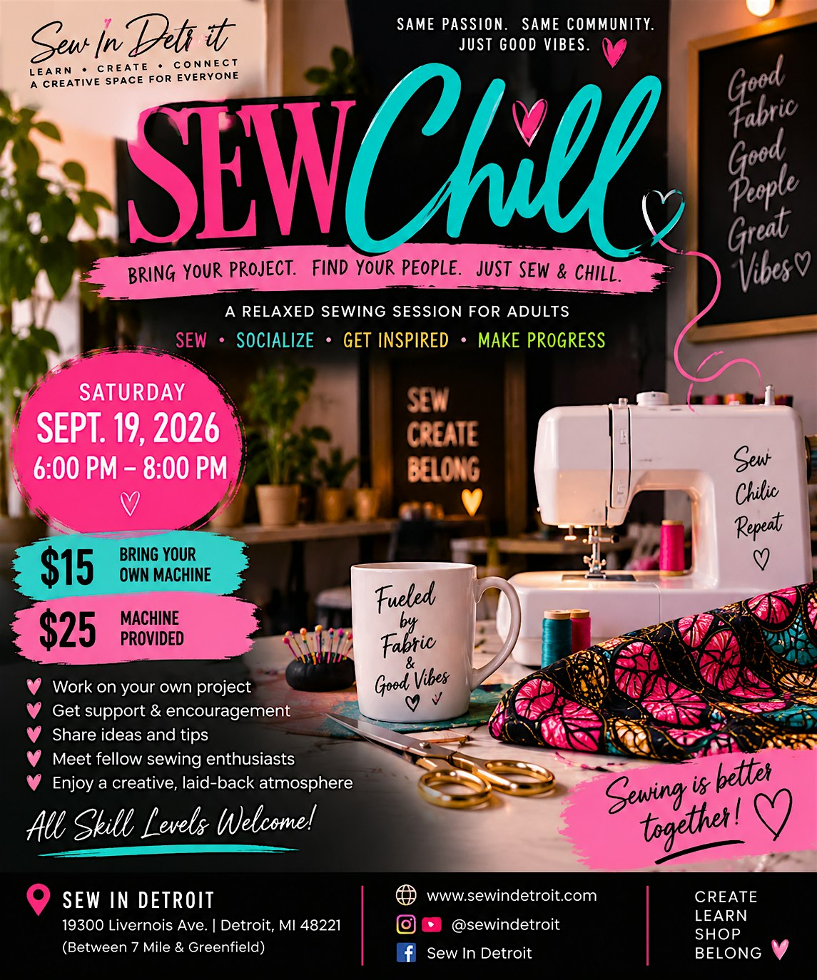 Sew Chill: Open Sewing Night at Sew In Detroit