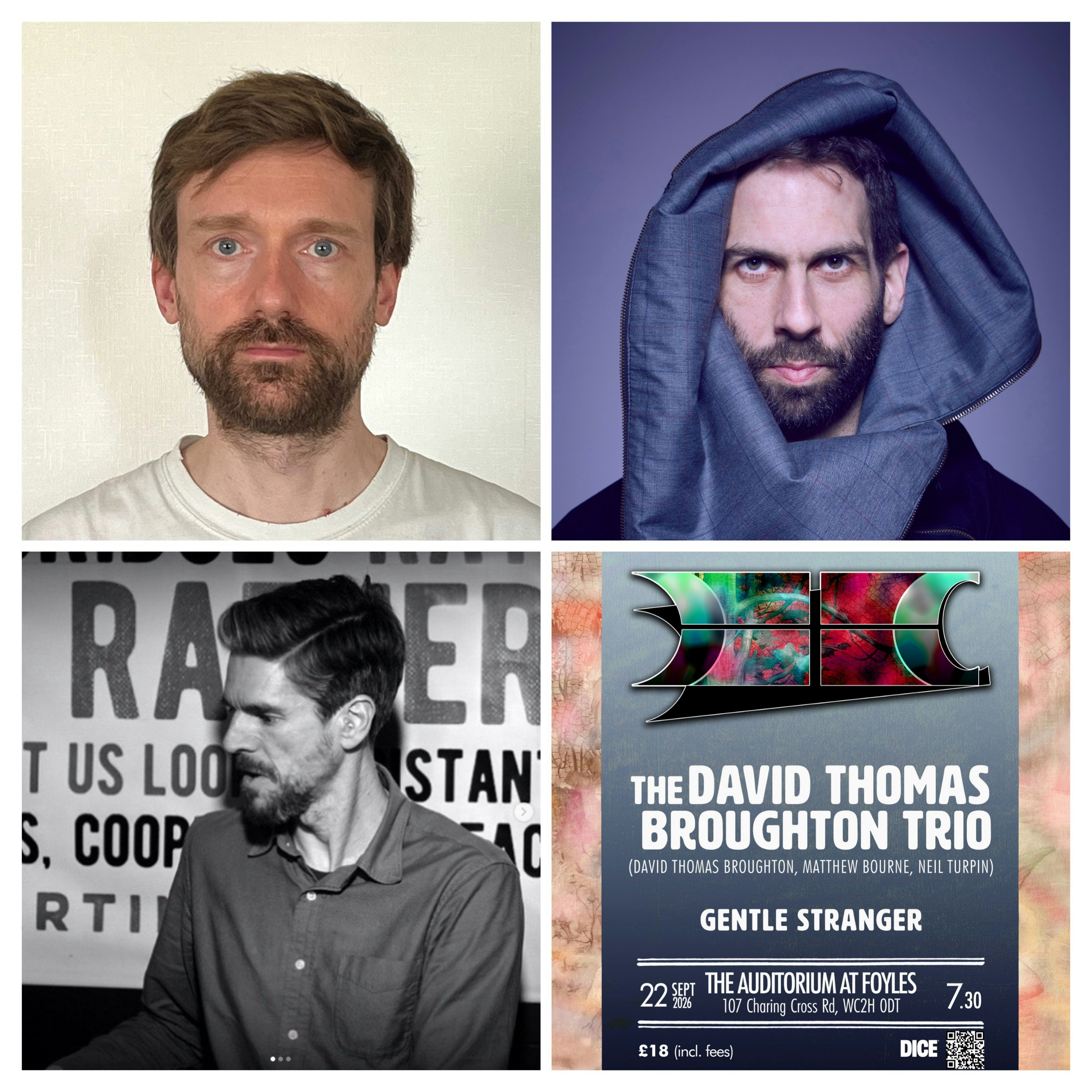 The David Thomas Broughton Trio (David Thomas Broughton, Matthew Bourne, Charles Hayward) + Christine Kirubi & Alex McKenzie