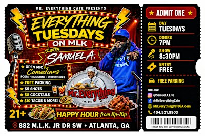 Everything TUESDAYS on M.L.K! - OPEN MIC COMEDY SHOW