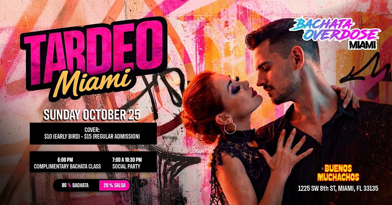 MIAMI TARDEO SOCIAL: BACHATA & SALSA: SUNDAY OCTOBER 25