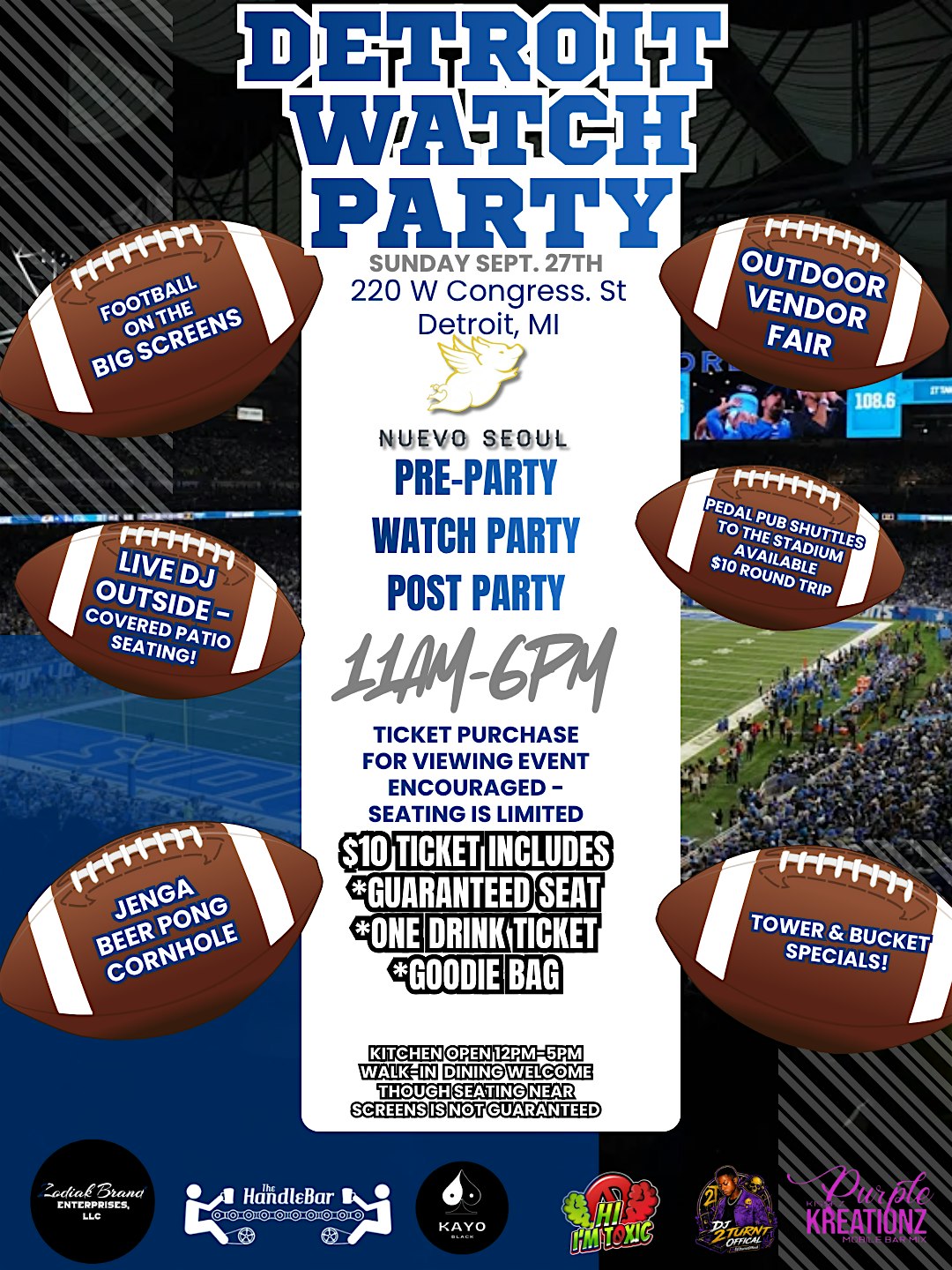 Detroit Football Watch Party & Vendor Fair