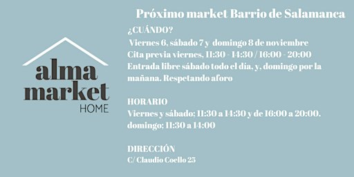 Mercadillo organizado por Alma Market Home, Barrio de Salamanca, Madrid.