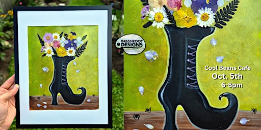 Pressed Flower Witch Boot | Cool Beans Café