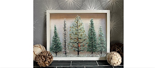 Crushed Glass Christmas Tree Scene on Frame Paint Art Sip Class