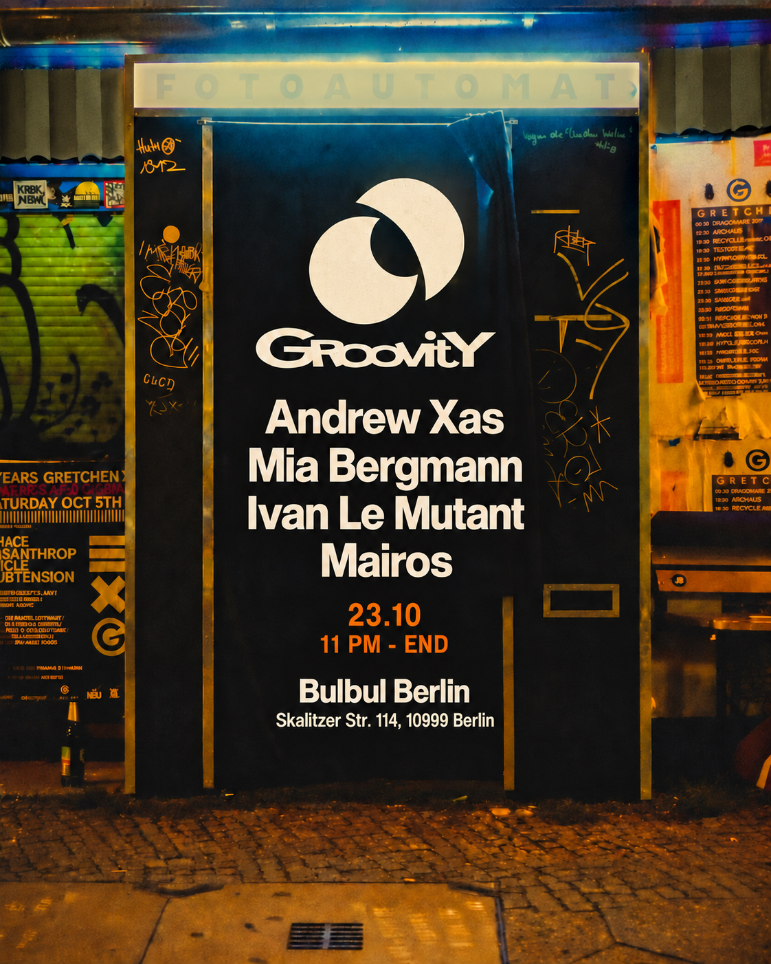 Groovity Berlin: Andrew Xas, Ivan Le Mutant, Mia Bergmann, MAIROS