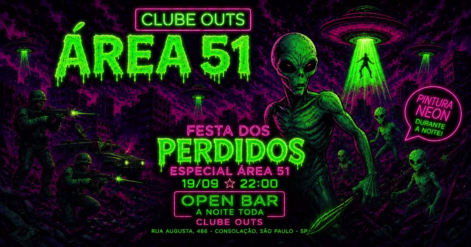 Festa Dos Perdidos | Área 51 | Open Bar