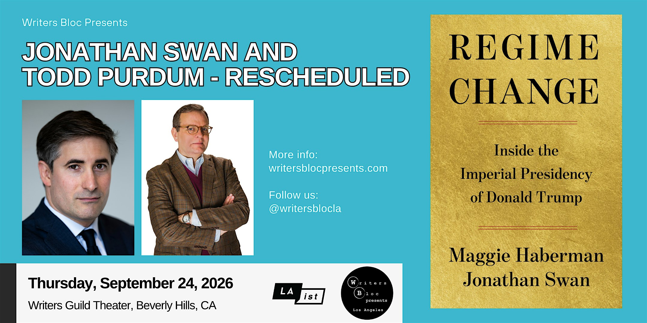 NYT White House Reporter Jonathan Swan and Todd Purdum (Rescheduled Event)