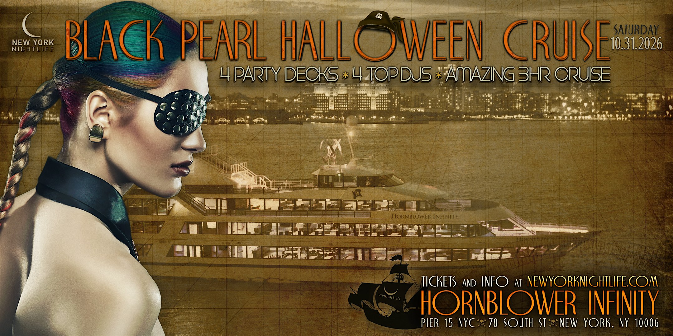 New York VIP Halloween Party Cruise | Black Pearl Yacht Party