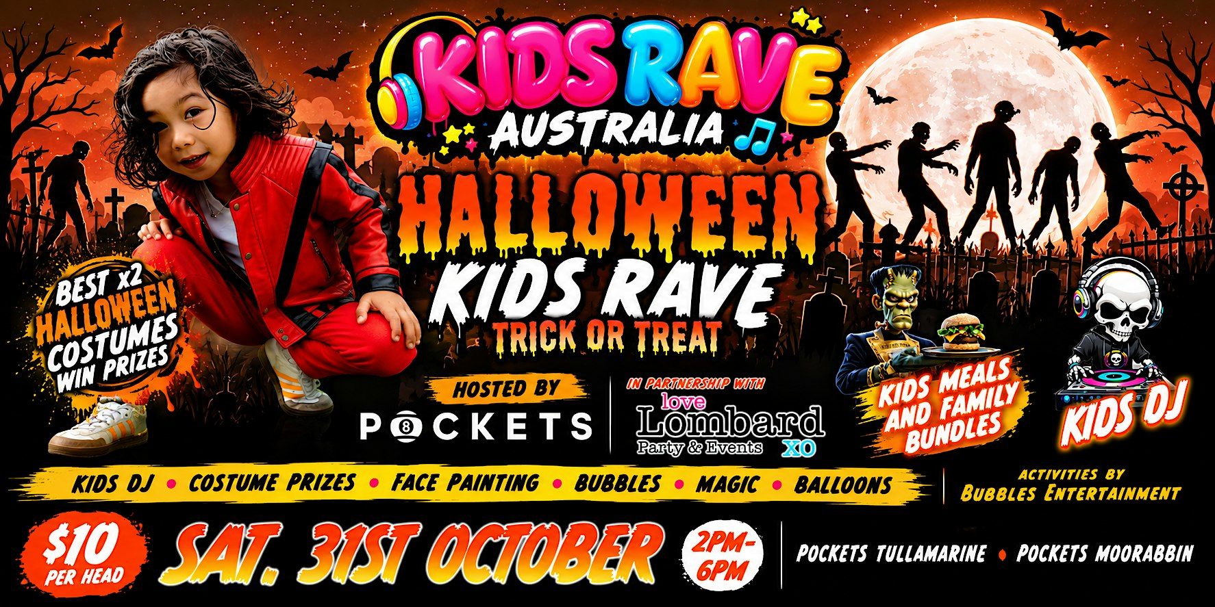 MOORABBIN HALLOWEEN KIDS RAVE PARTY - Sponsored by Lombard