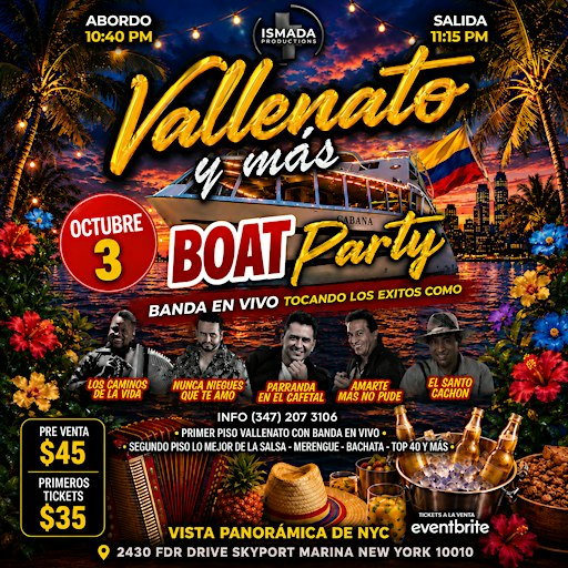 Vallenato Boat Party NYC | Banda en Vivo & noche latina