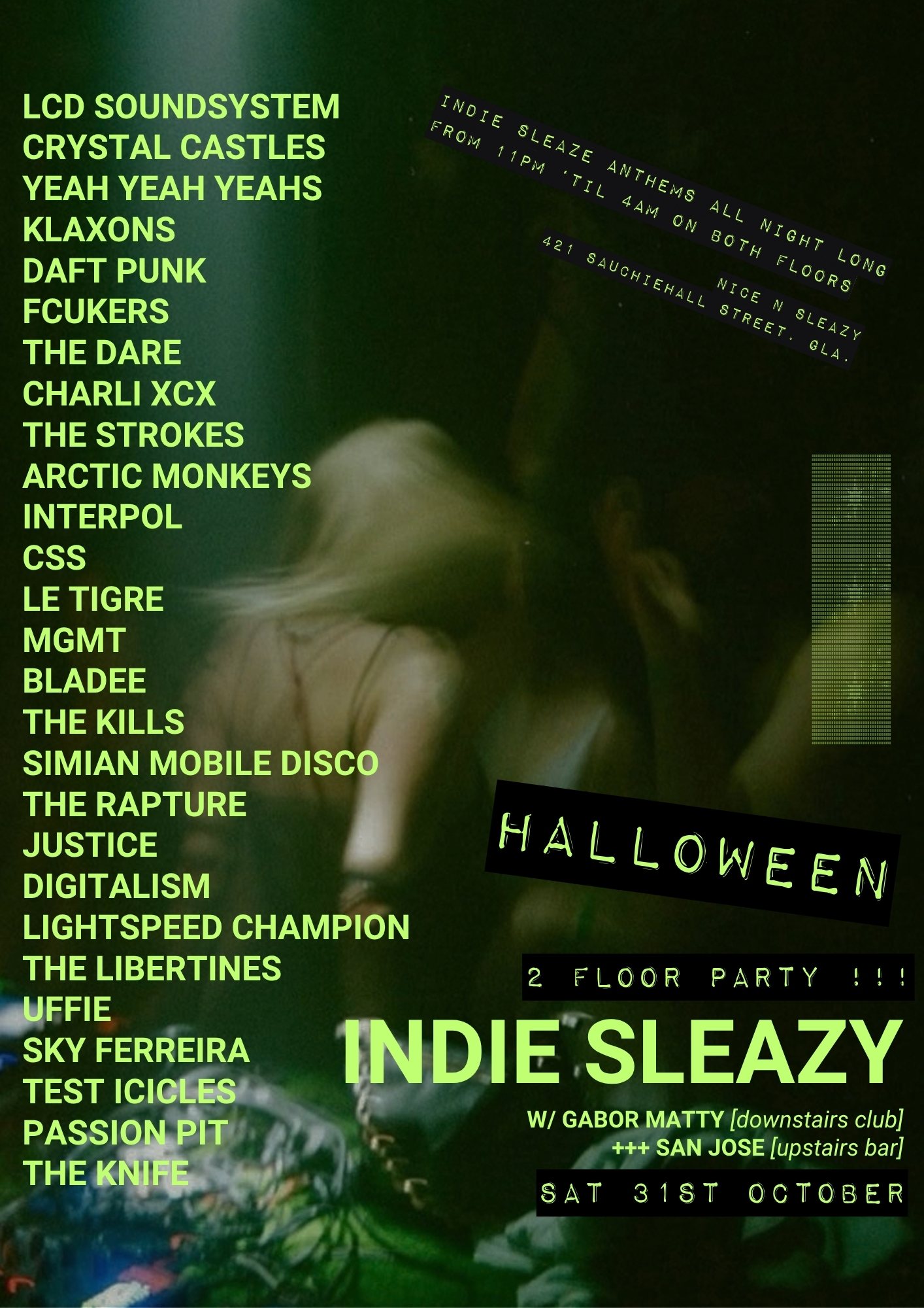 INDIE SLEAZY HALLOWEEN 2 FLOOR PARTY (INDIE SLEAZE / ELECTROCLASH PARTY)